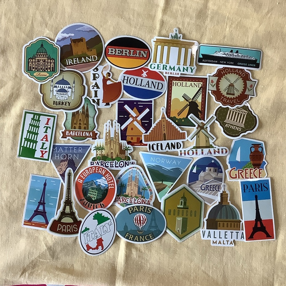 Travel Destination Sticker Set - Europe & More